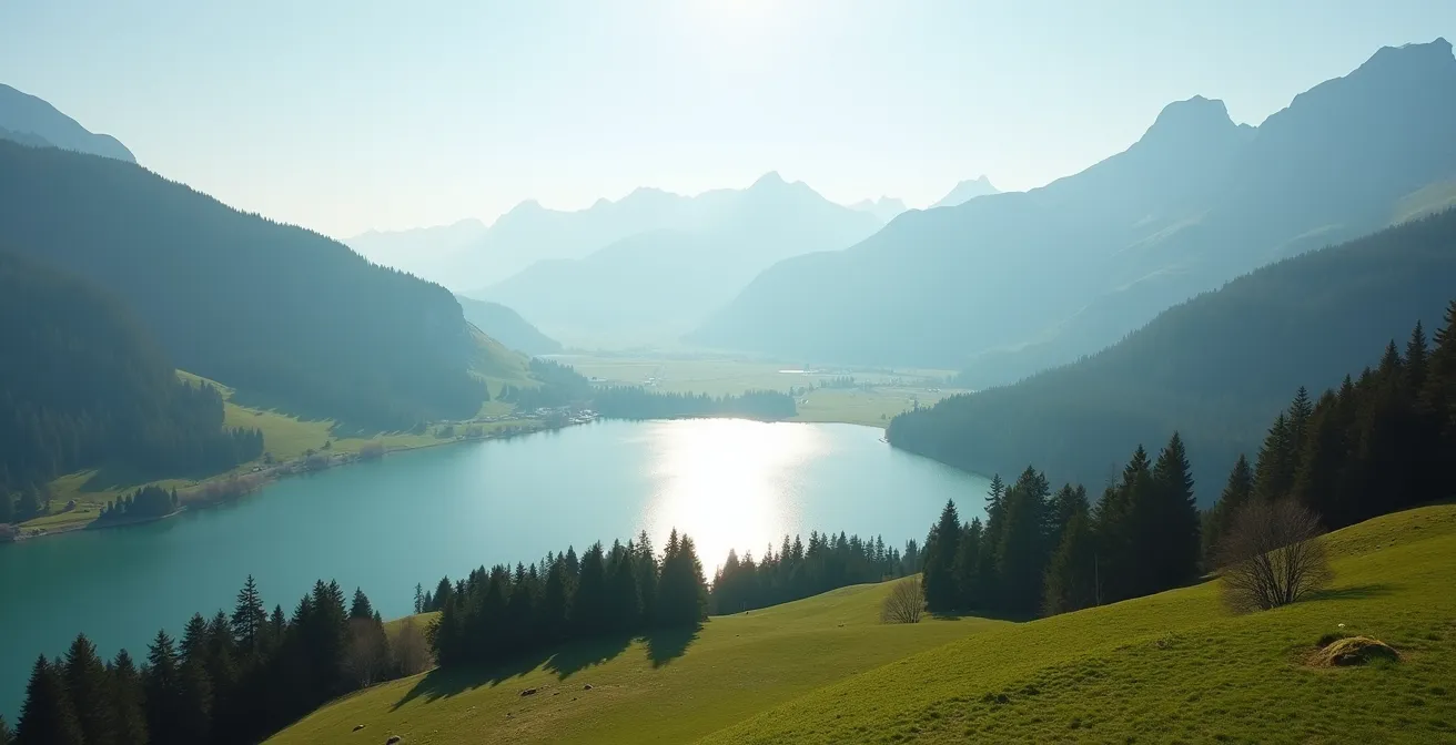 Carte en relief montrant la position stratégique du camping entre lac et montagne